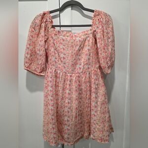 American Eagle Outfitters Pink and Cream Smocked Top